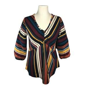 Goddess Women's Top-Multicolor Stripes SM NEW